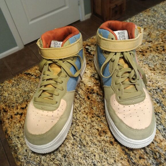 Rare Nike Air Force 1 Mid Sun Club Tan Multi Size 9 NO BOX Nice! - Picture 2 of 12